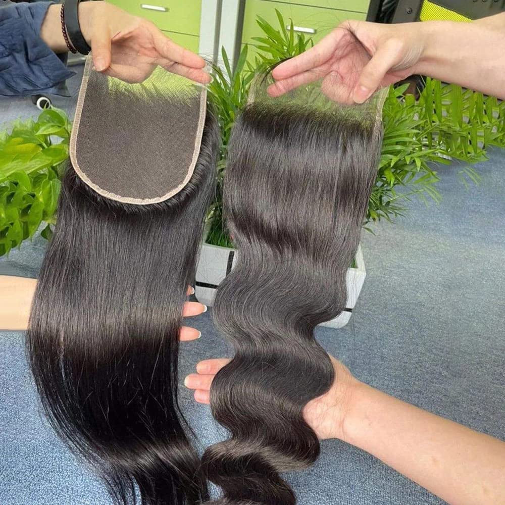 Straight Lace Closure, HD Lace Closure, 4X4 HD Lace Frontal Closure Human Hair Extensions, HD Closure Brazilian Human Hair Lace Closure, Transparent Lace Frontal Closure 130% Density