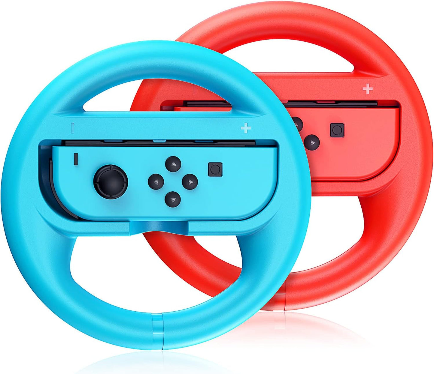 Steering Wheel Compatible with Nintendo Switch Wheel, Family Use Accessories Compatible with Switch Joycon Controllers, 2 Pack (Blue and Red)