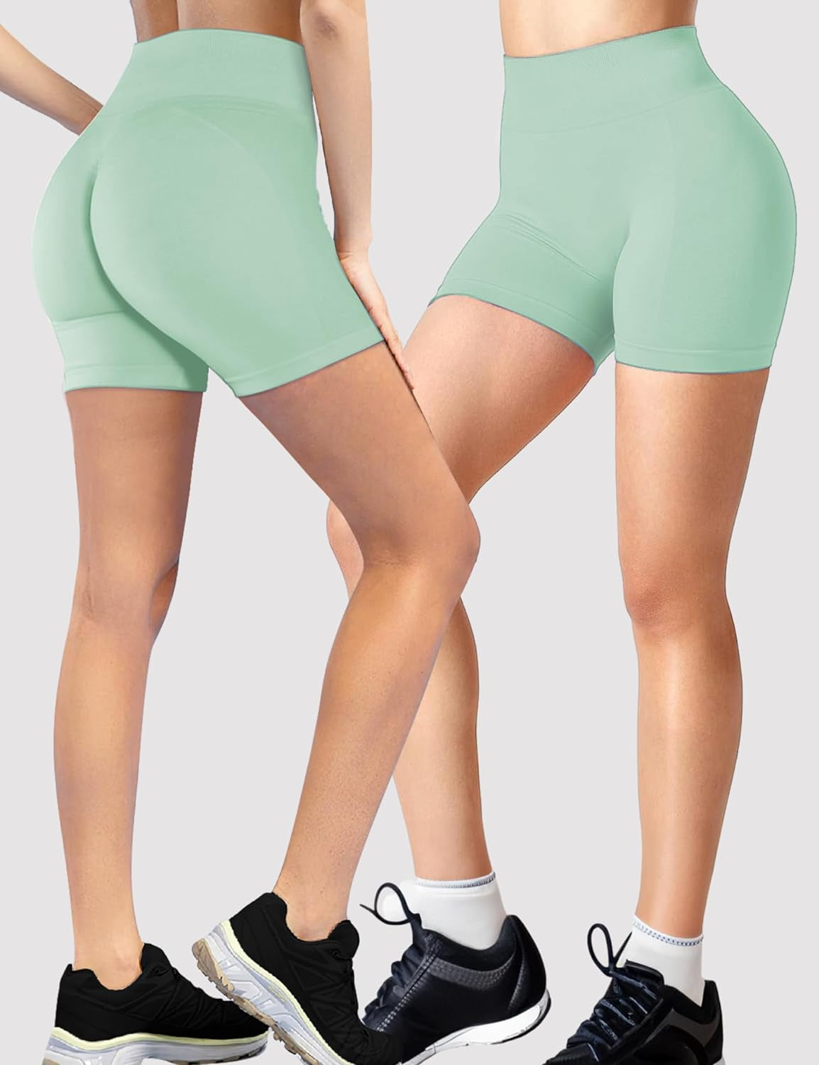 Gym Shorts Women Seamless Scrunch Butt Booty Lifting Workout Shorts High-Waisted Stretchy Yoga Leggings Athletic Shorts Pants for Squat Proof Contour Fitness Sport Running Biker Active Green