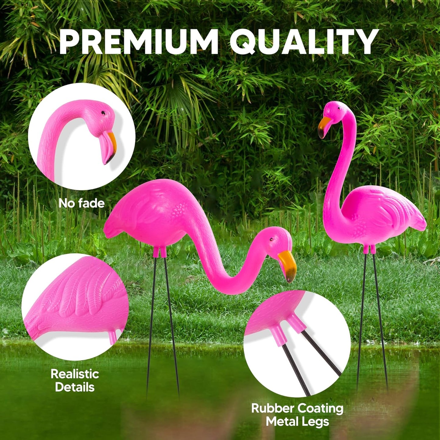 Set of 6 Small Pink Flamingo Yard Ornament Stakes, Mini Lawn Plastic Flamingo Statue with Metal Legs for Sidewalks, Outdoor Garden, Luau Party, Tropical Party Decor, 2 Styles