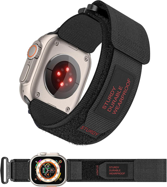 Nylon Sport Band Compatible with Watch Band 49Mm 45Mm 44Mm 42Mm Men Women Nylon Outdoor Sports Velcro Strap for Watch Ultra 2 Ultra SE Series 9 8 7 6 5 4 3 2 1 - Black