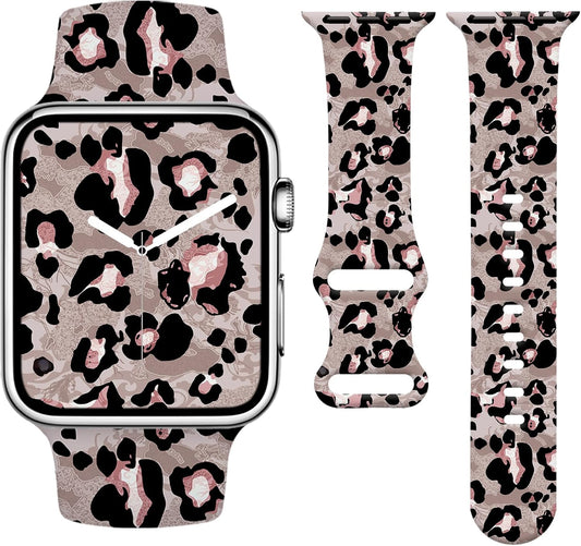 Leopard Print Compatible with Apple Watch Band for Women Girls 38Mm 40Mm 41Mm, Cheetah Print Sport Strap for Iwatch Series Ultra SE 8 7 6 5 4 3 2 1, Brown Leopard