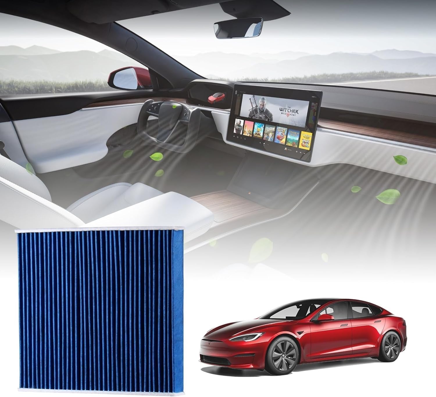 2025 Upgrade Tesla Model S Model X Cabin Air Filter HEPA Replacement Filter Activated Carbon Tesla Model S Plaid Model X Plaid Accessories 2022-2025