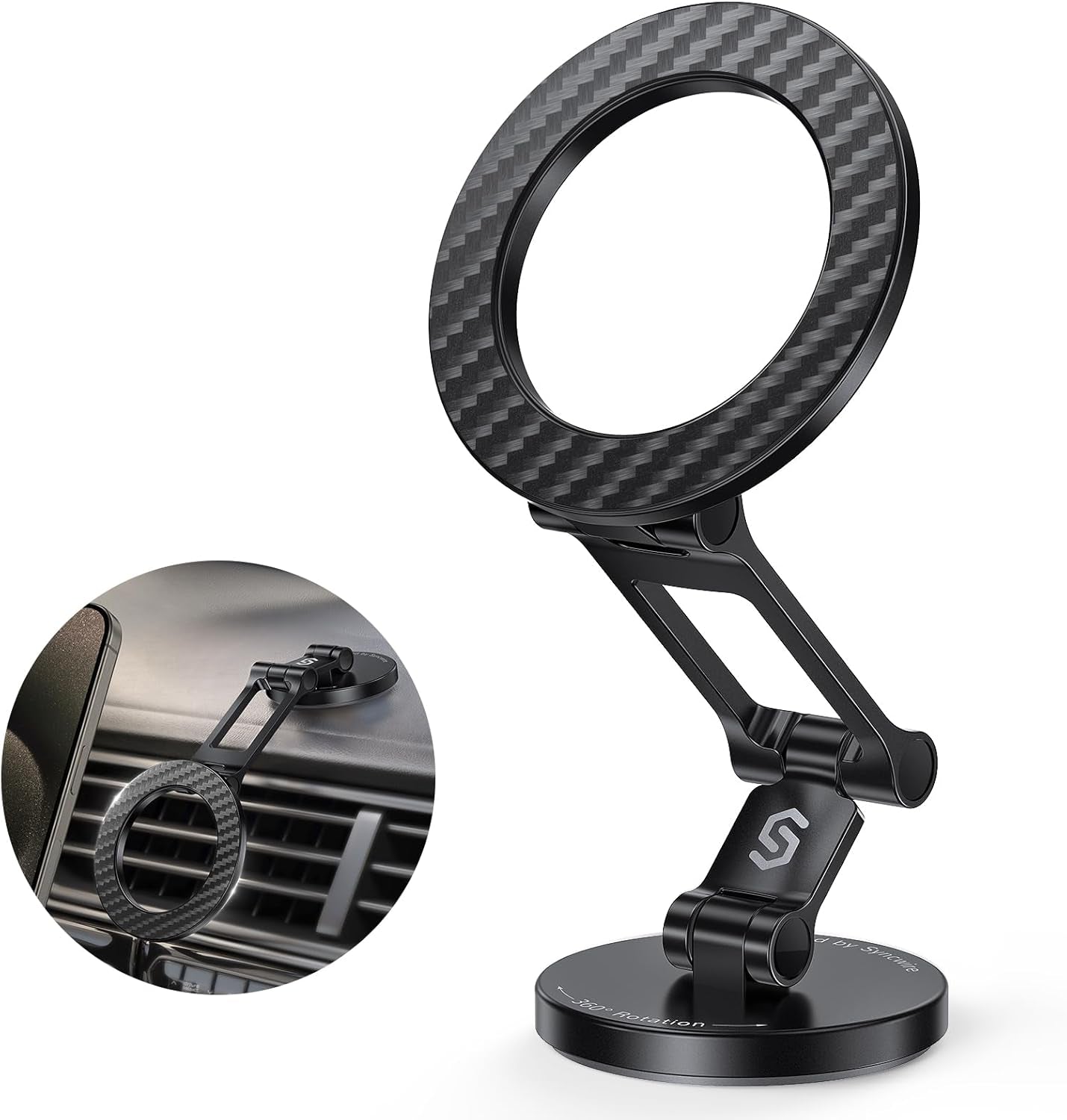 Fits Magsafe Car Mount for Car Dash&Tesla Screen[All-Metal] Magnetic Phone Holder, [Flexible Three-Axis]360° Rotation Car Mount Strong Magnets Car Phone Holder for Iphone 16 15 14 13 Pro Max