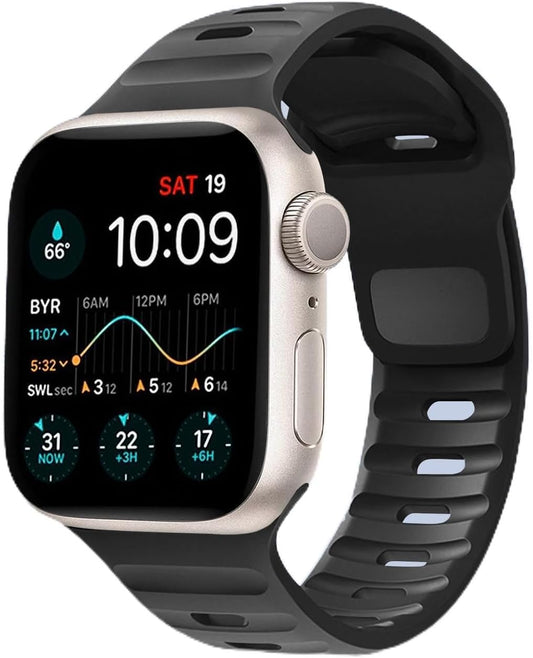 Sport Band Compatible with Apple Watch Bands 49Mm 46Mm 45Mm 44Mm 42Mm 41Mm 40Mm 38Mm for Men Women, Soft Silicone Apple Watch Ultra Band for Apple Watch Series 10 9 8 7 6 5 4 3 2 1 SE Ultra/Ultra 2