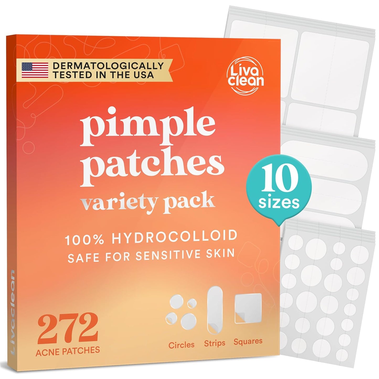 272 CT Pimple Patches Variety Pack W/Tea Tree Oil, Salicylic Acid & Calendula Oil - Pimple Patches Large, Large Acne Dressing for Face Acne Patch XL, Hydrocolloid Patch