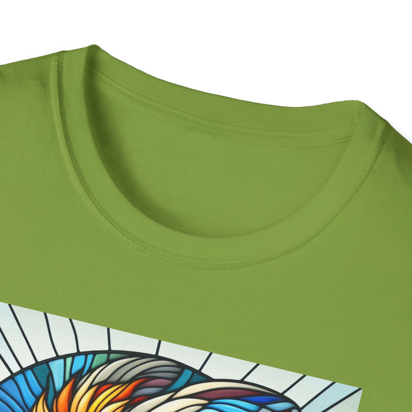 Lionhead Rabbit Animal Stained Glass Design Unisex Softstyle T-Shirt