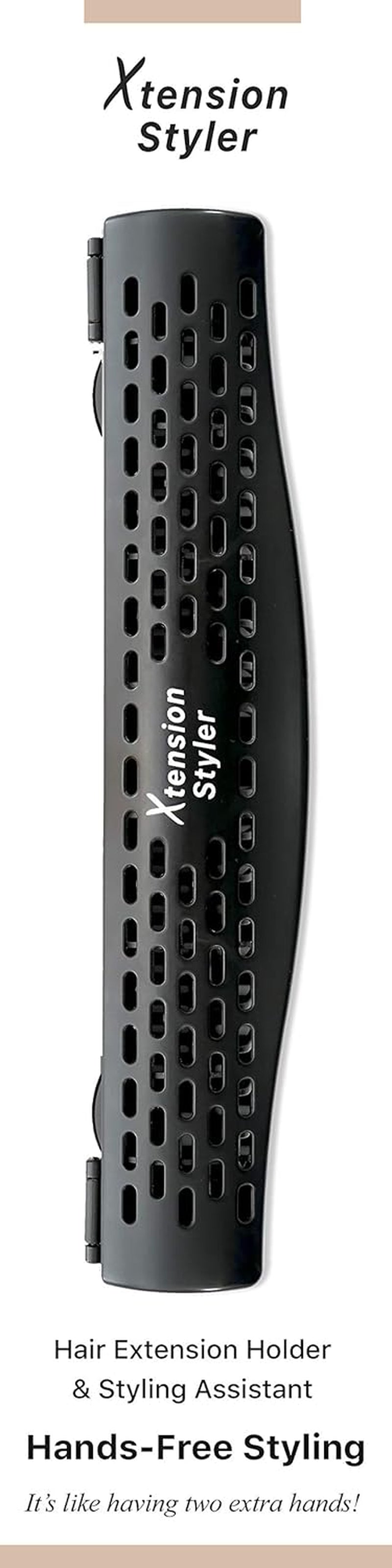 Hair Extension Holder and Hanger – Professional Hair Styling Tool and Extension Caddy for Washing, Coloring and Blow-Drying of Weft, Clip-In, Tape-In and Halo Extensions [MATTE BLACK]