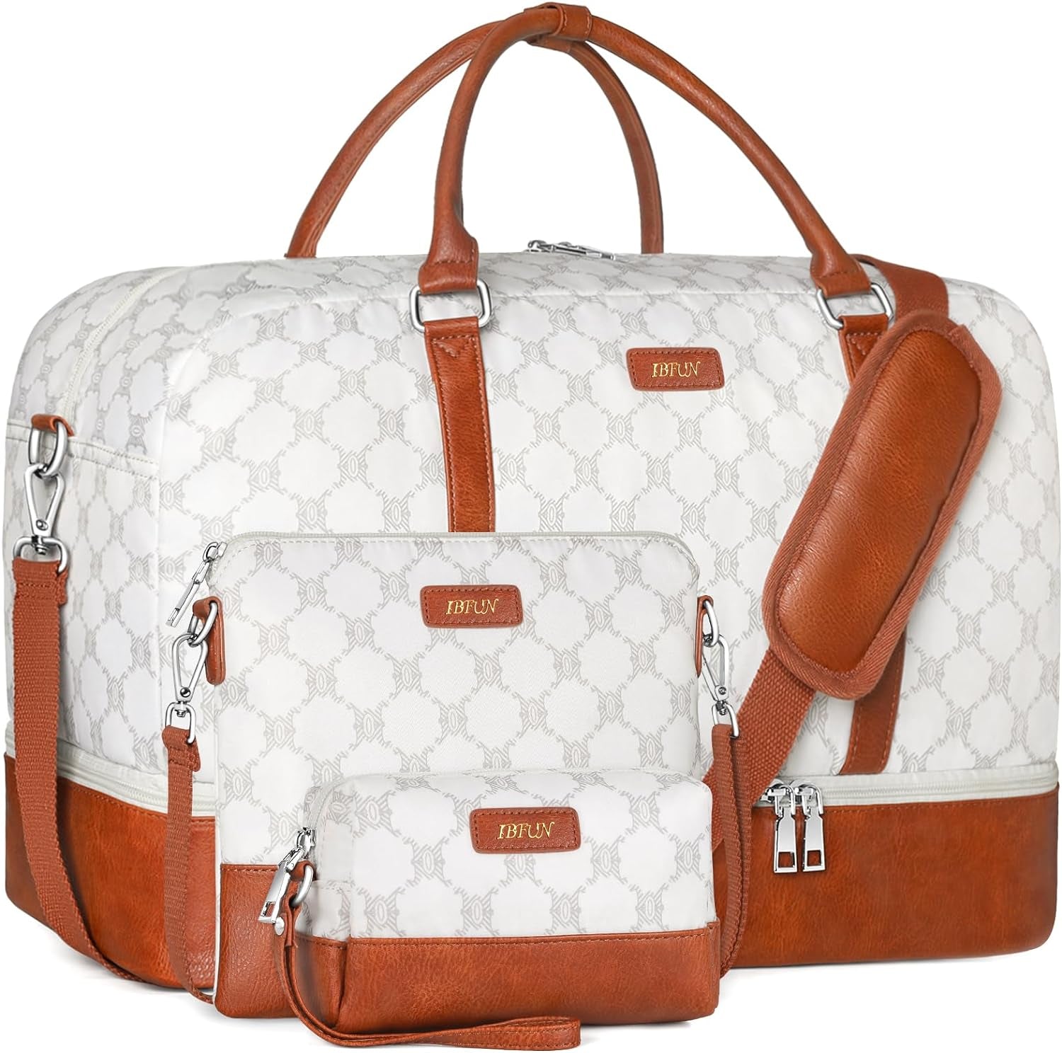 Weekender Bags for Women, 21" Weekender Travel Bag, Travel Duffle Bag with Shoe Compartment Carry on Overnight Duffel Bag for Weekend Travel Business Trip, 3PCS
