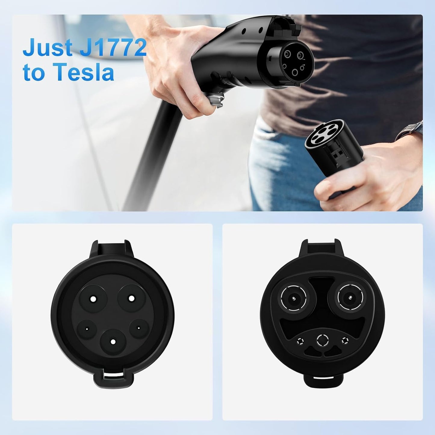 J1772 to Tesla Charger Adapter, Max 80A 280V Fast Charging for Tesla Model 3/Y/X/S with Safety Certified Charger Connecting Charging Adapter, SAE J1772 EV Adapter for Tesla Cars Only