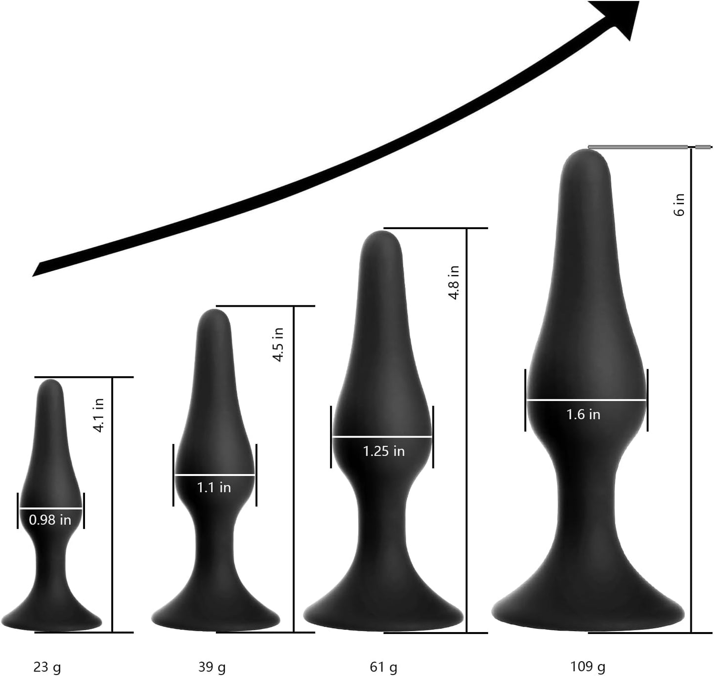 Sex Toys 5PCS Anal Plug Set Silicone Anal Butt Plug Adult Sex Toys for Women,Men and Beginners(Black)