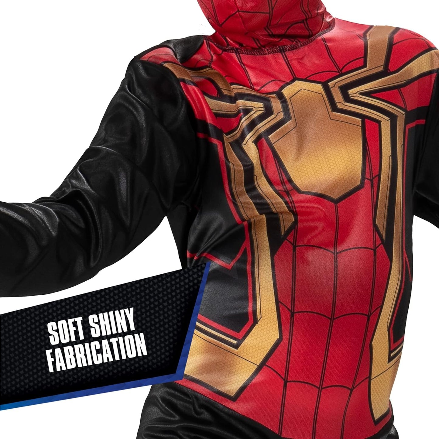 Marvel Integrated Spider-Man Official Youth Halloween Costume - Premium Quality Printed Jumpsuit with Pull on Fabric Mask