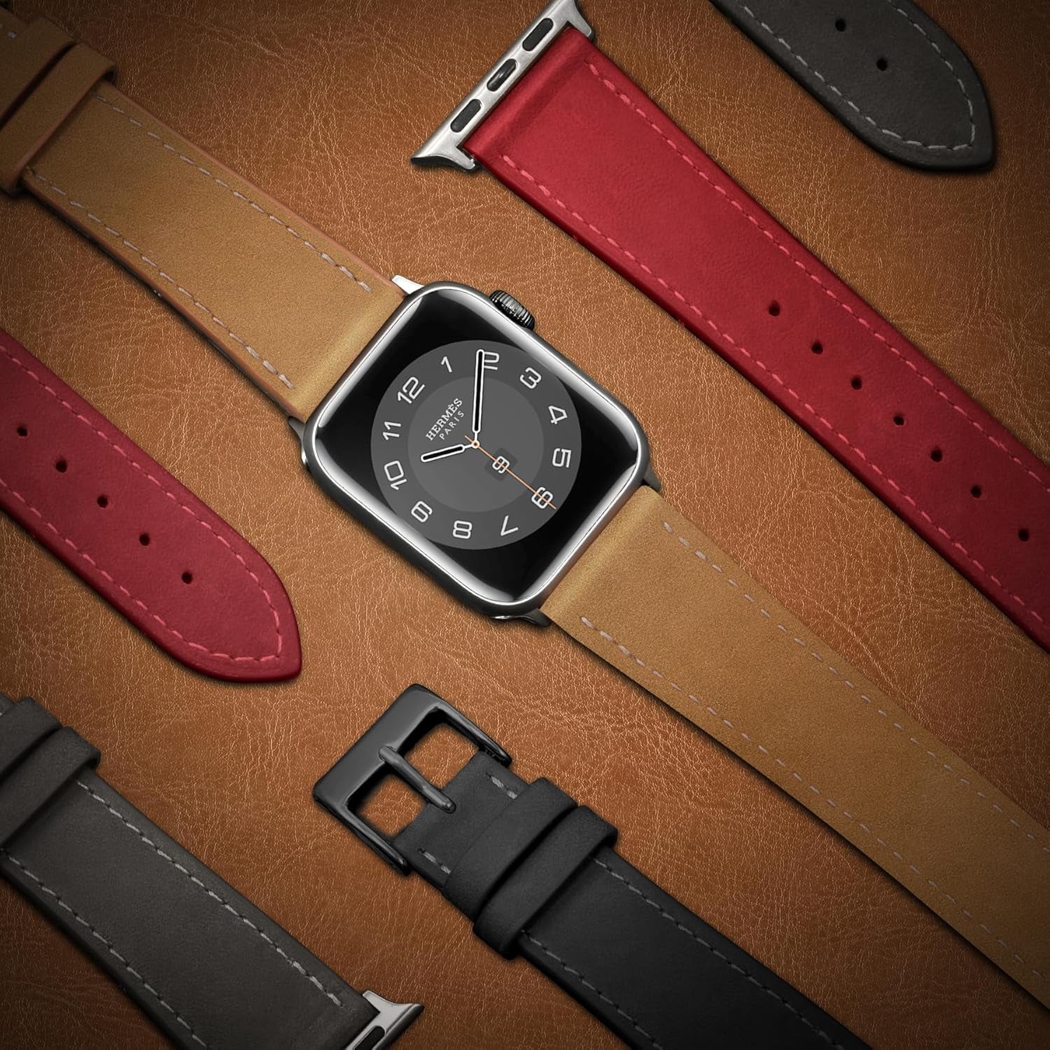 Compatible with Apple Watch Band Series SE 9 8 7 6 5 4 3 2 1 Ultra 49Mm 45Mm 41Mm 44Mm 40Mm 42Mm 38Mm, Genuine Leather Replacement Band for Iwatch, Leather Apple Watch Strap for Women & Men