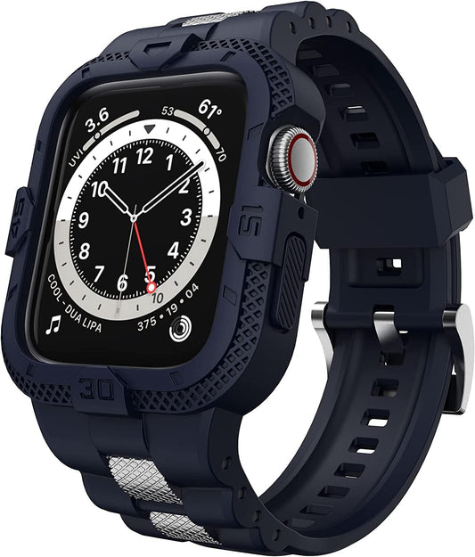 Bands Compatible for Apple Watch Band 41Mm 40Mm 38Mm, Men Sport Rugged Band with Protective Case for Watch Series 9 8 7/Series 6 SE 5 4 3, Blue
