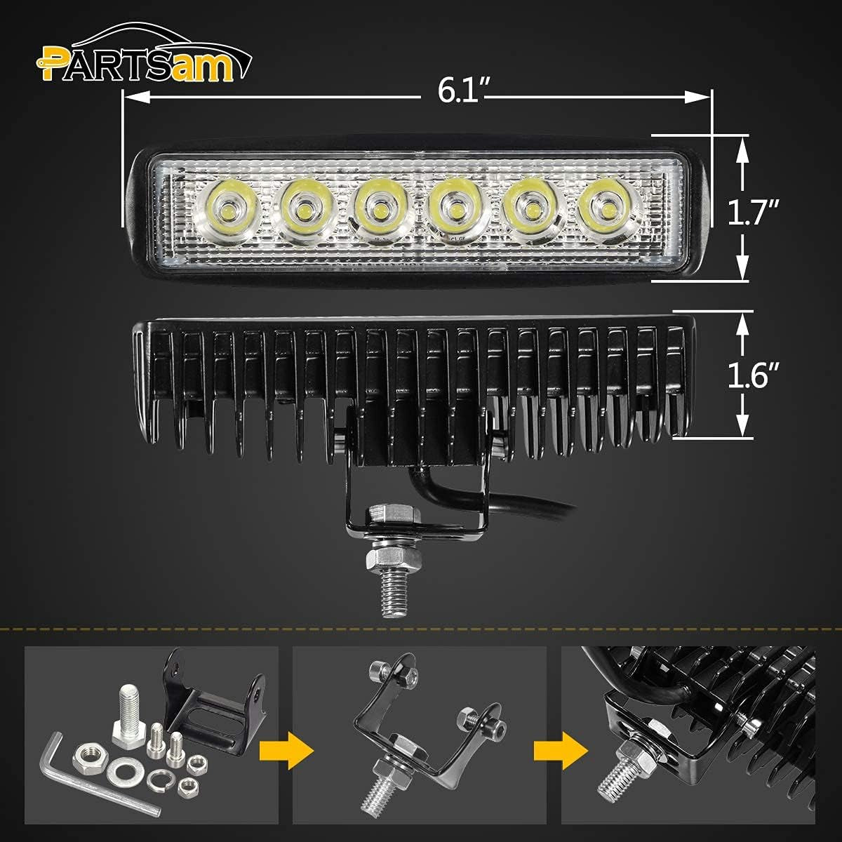 6" LED Light Bar White 36W 6500K Super Bright Spot Work Pods Single Row off Road Driving Fog Boat Light Waterproof SUV ATV 4WD Car Truck Golf Cart 12V 24V IP67 (2Pcs)