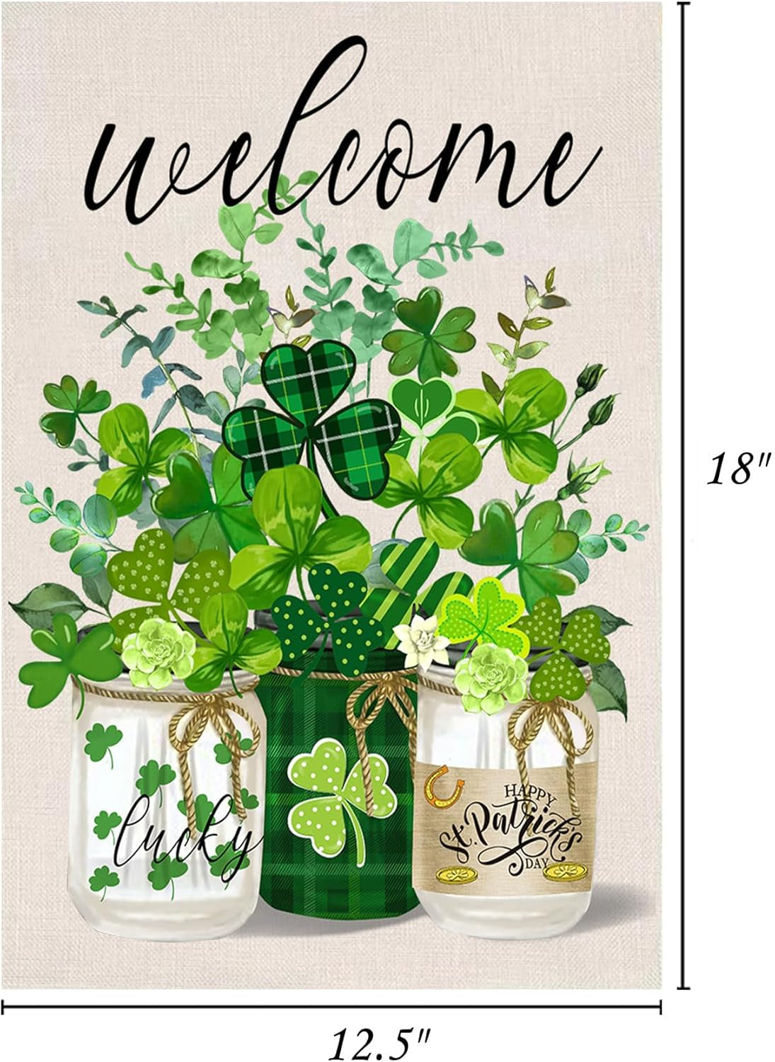 St Patrick'S Day Garden Flag,Shamrock St Patricks Flag 12.5 X 18 Inch Clover for Garden and Home Decorations