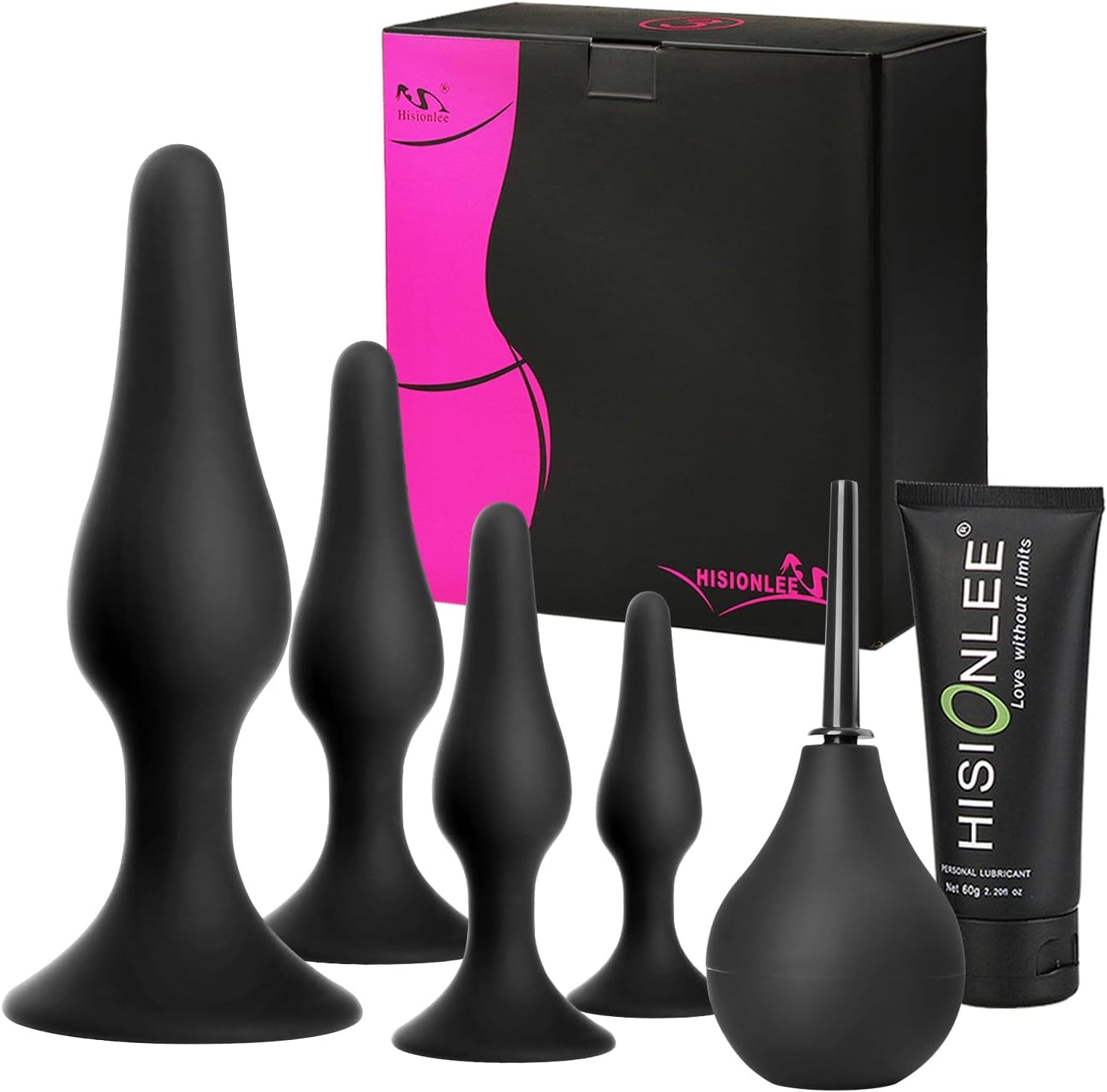 Sex Toys 5PCS Anal Plug Set Silicone Anal Butt Plug Adult Sex Toys for Women,Men and Beginners(Black)