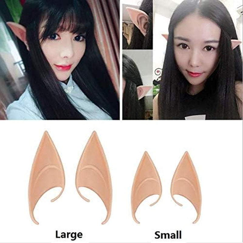 2 Pairs Elf Ear,Dress up Costume Soft Pointed Goblin Ears,Cosplay Halloween Party Dress up Elf Ears Cosplay Masquerade Accessories