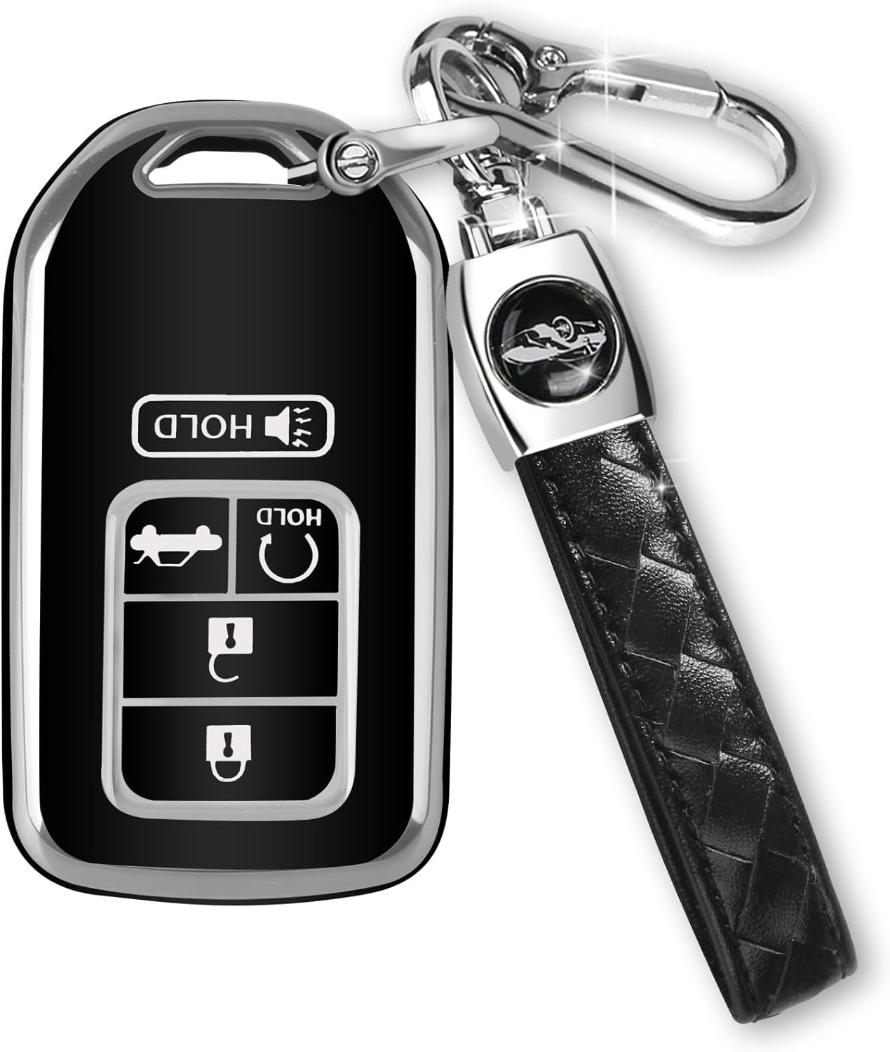 For Honda Key Fob Cover with Keychain, Car Key Case Shell Protector for Honda Accord | Civic | Pilot | CRV Passport Insight EX Fit Odyssey | 2015-2021 | 5 Buttons Smart Remote Control, Pink