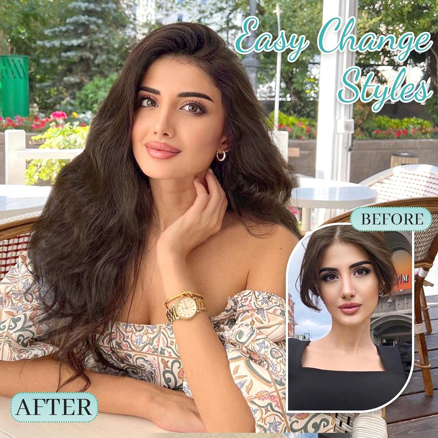 Clip in Hair Extensions for Women with Thinning Hair，7Pcs 20 Inch Thick Long Wavy Hair Extensions Clip Ins，Chocolate Brown with Dark Brown Synthetic Hairpiece for Daily Use Voluminous Look