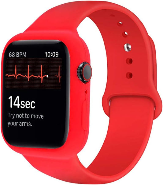 Compatible for Apple Watch Band with Case,Soft Silicone Sport Bands Wrist Strap with Protective Bumper for Iwatch SE Series 6 / Series5 / Series 4 Accessories.
