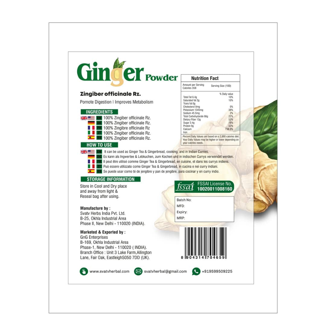 Natural Ginger Powder Zingiber Officinale | for Immunity & Metabolism | for Tea and Soup - 227G, Half Pound, 8 Ounces) TLBH