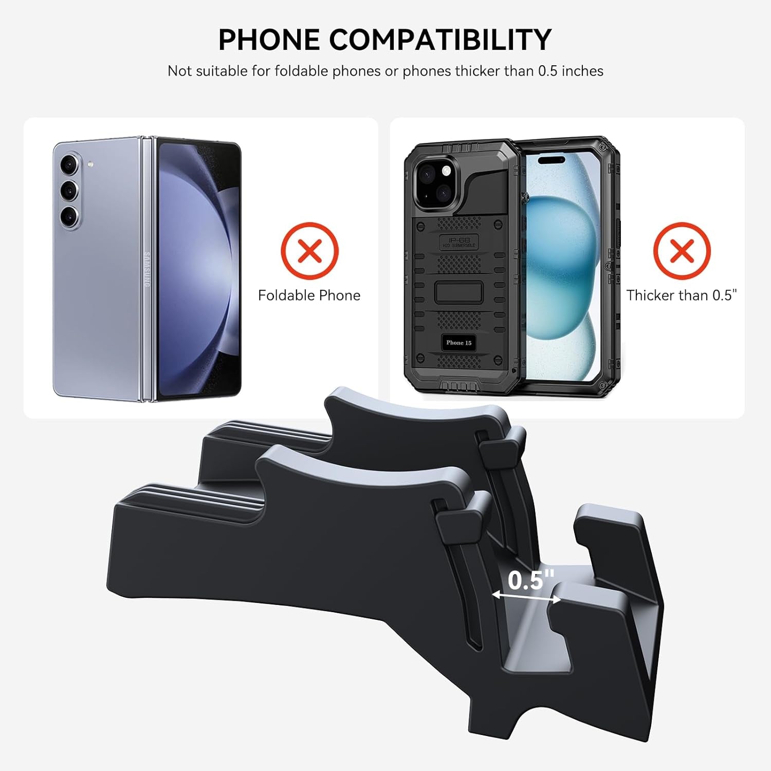 Silicone Phone Mount for Tesla Model Y and 2017-2023 Tesla Model 3 Accessories: Also Functions as a Vent Hook and Sunglass Holder (Not Compatible with 2024 Model 3)