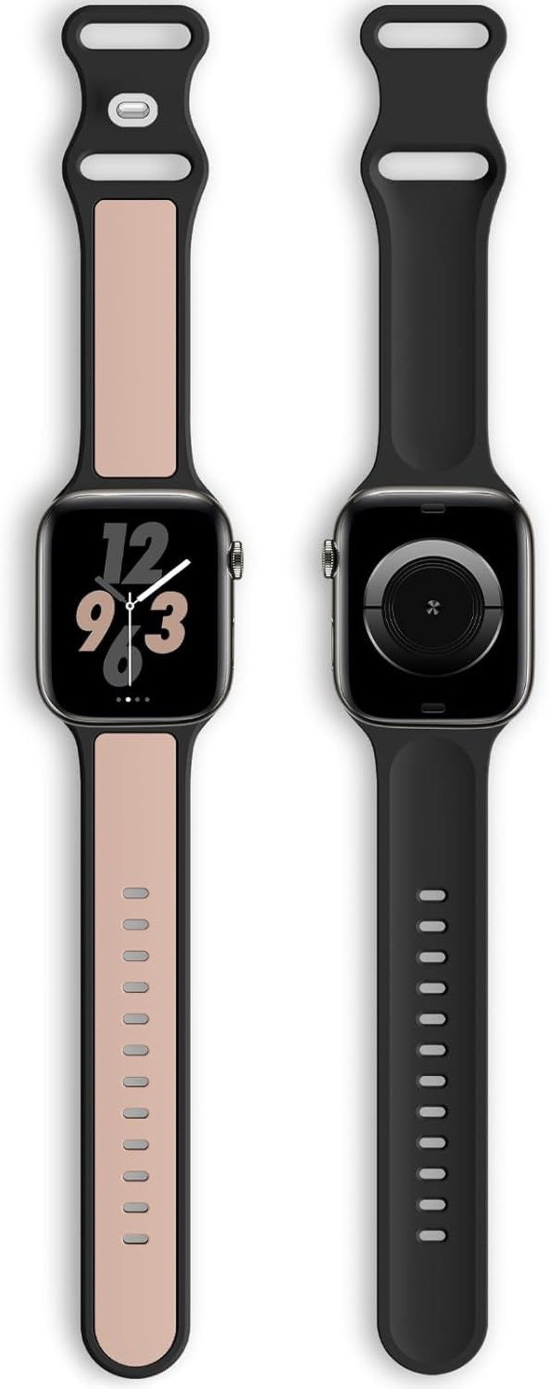 Two-Toned Dual Color Bands Compatible with Apple Watch 38Mm 40Mm 41Mm 42Mm 44Mm 45Mm 49Mm, Replacement Soft Silicone Sport Strap for Iwatch Series 9/8/7/6/5/4/3/2/1 Ultra/Ultra 2 SE Women Men