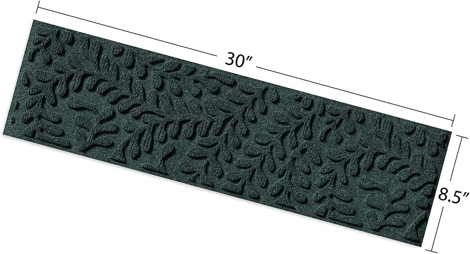 Waterhog Stair Treads, Set of 4, 8-1/2 X 30 Inches, Made in USA, Durable and Decorative Floor Covering, Indoor/Outdoor, Water-Trapping, Boxwood Collection, Evergreen