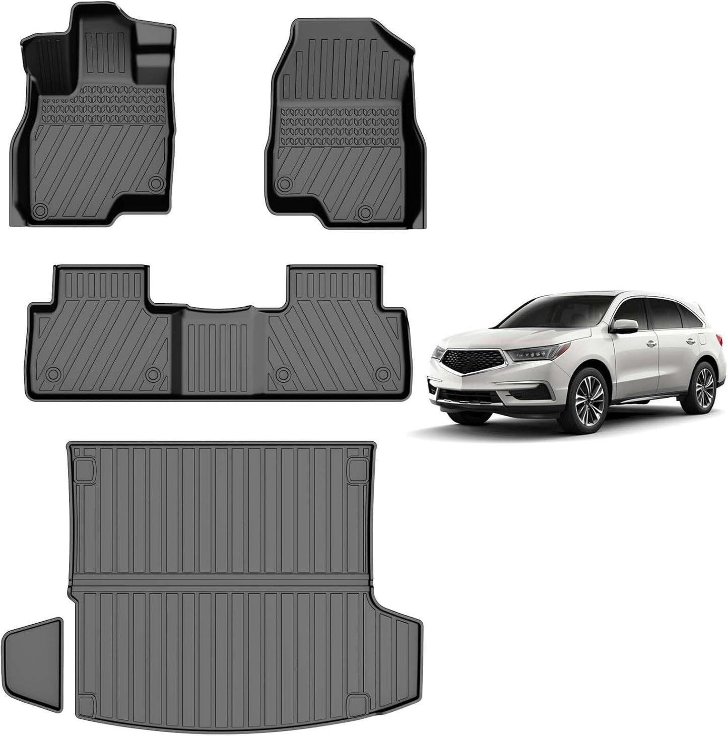 2025 Q7 Floor Mats: All Weather Floor Mats Custom Fit for 2017-2025 Audi Q7/Q8 1St and 2Nd Row All Weather TPE Floor Liner