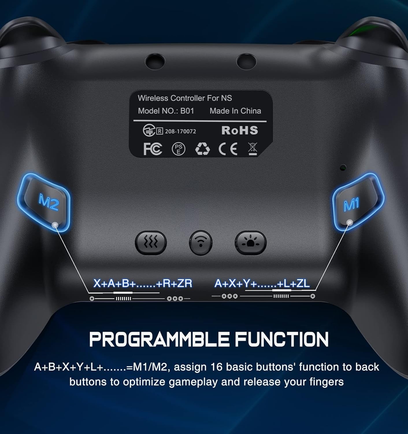 Switch Controller, Wireless Switch Controller Compatible with Switch Controller/Switch Lite/Oled, Wireless Switch Controllers Work with Ios/Android/Pc with RGB Light, Programmable, TURBO & Wakeup