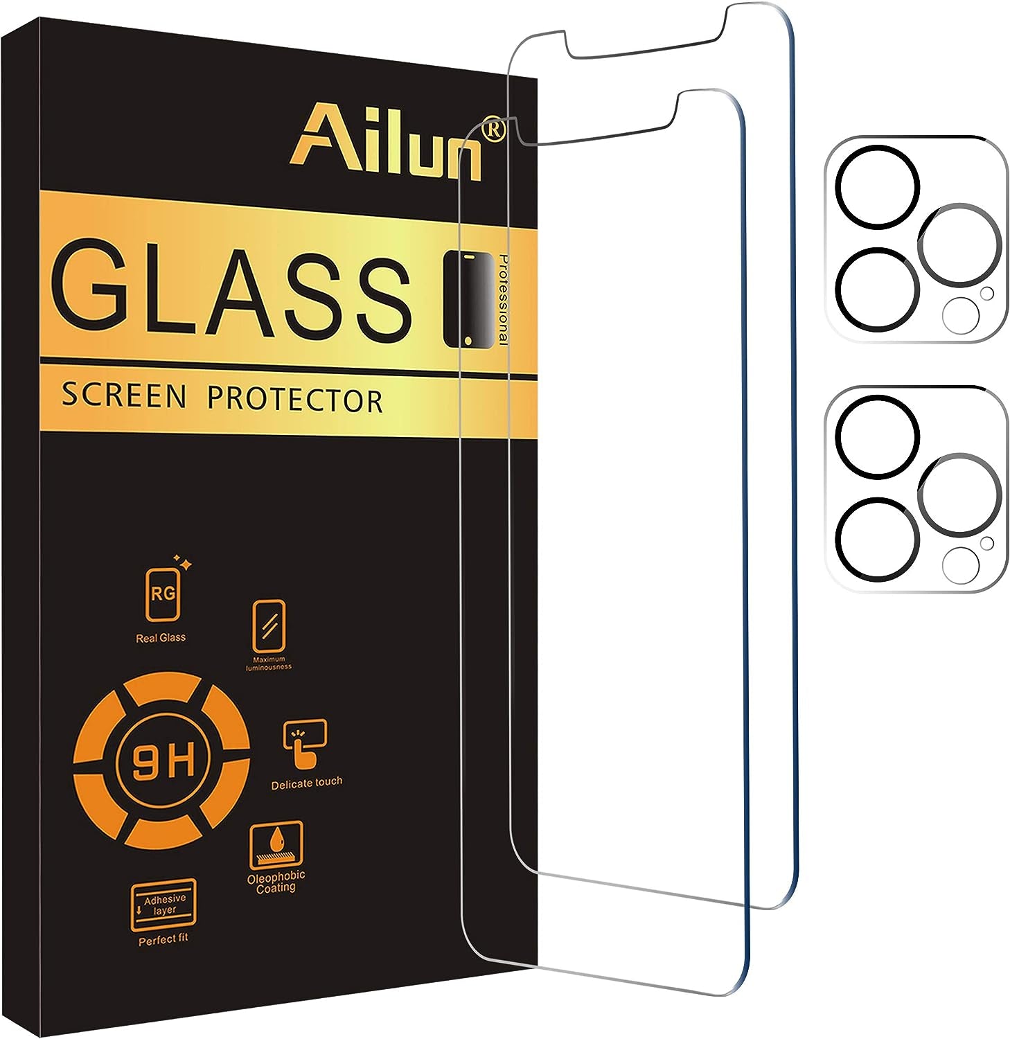 3 Pack Screen Protector for Iphone 16 [6.1 Inch] + 3 Pack Camera Lens Protector with Installation Frame,Case Friendly Tempered Glass Film,[9H Hardness] - HD [6 Pack]