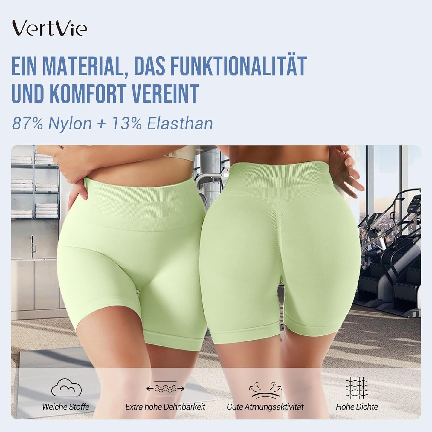 High Waisted Gym Shorts Women Booty Scrunch Shorts Seamless Stretch Tummy Control Workout Yoga Shorts Leggings