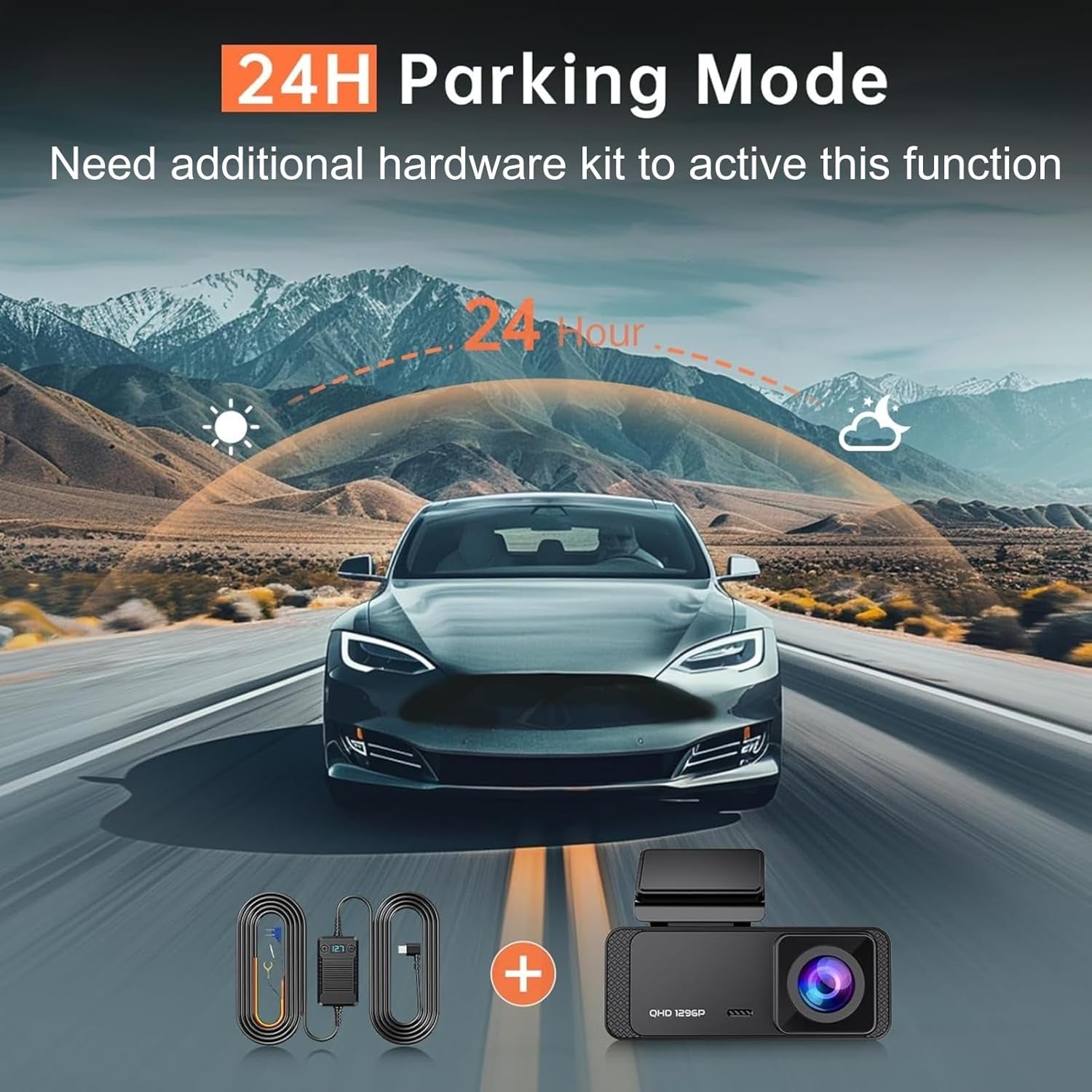 Dash Cam, 1296P Front Dashcam,  V300 Wifi Dash Camera for Cars with App, Night Vision, Mini Hidden Single Car Camera, Loop Recording, 24H Parking Mode, Support 256GB Max, Black