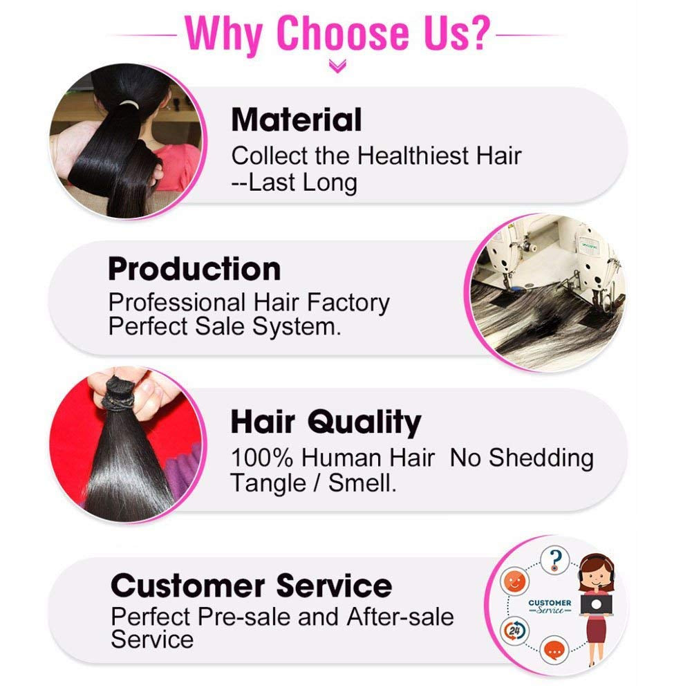 Hair Beauty Short Brazilian Virgin Hair Body Wave 6Pcs Bundles with Closure 8Inch Bob Weave Human Hair with Closure Short Hair Extensions Natural Black (8 Inch (Pack of 6), 1B)