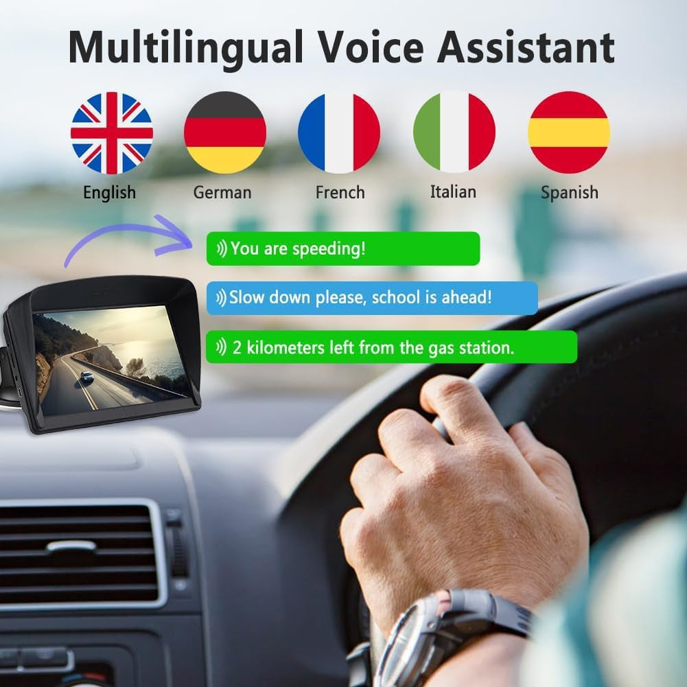 GPS Navigation for Car, 2024 Map 7 Inch Touch Screen Car GPS, Voice Turn Direction Guidance, Support Speed and Red Light Warning, Pre-Installed North America Lifetime Map Free Update TRUCK DRIVER TRUCK DRIVER