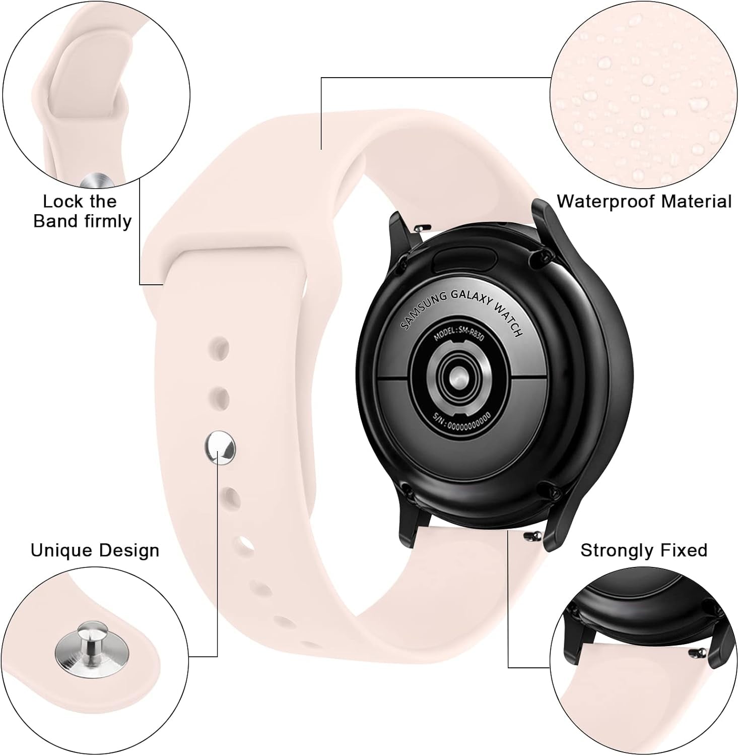 Bands Compatible with Samsung Galaxy Watch 4 Band 40Mm 44Mm, Galaxy Watch 4 Classic Bands 42Mm 46Mm, 20Mm Soft Silicone Sport Replacement Strap for Galaxy Watch 4 Band Women Men