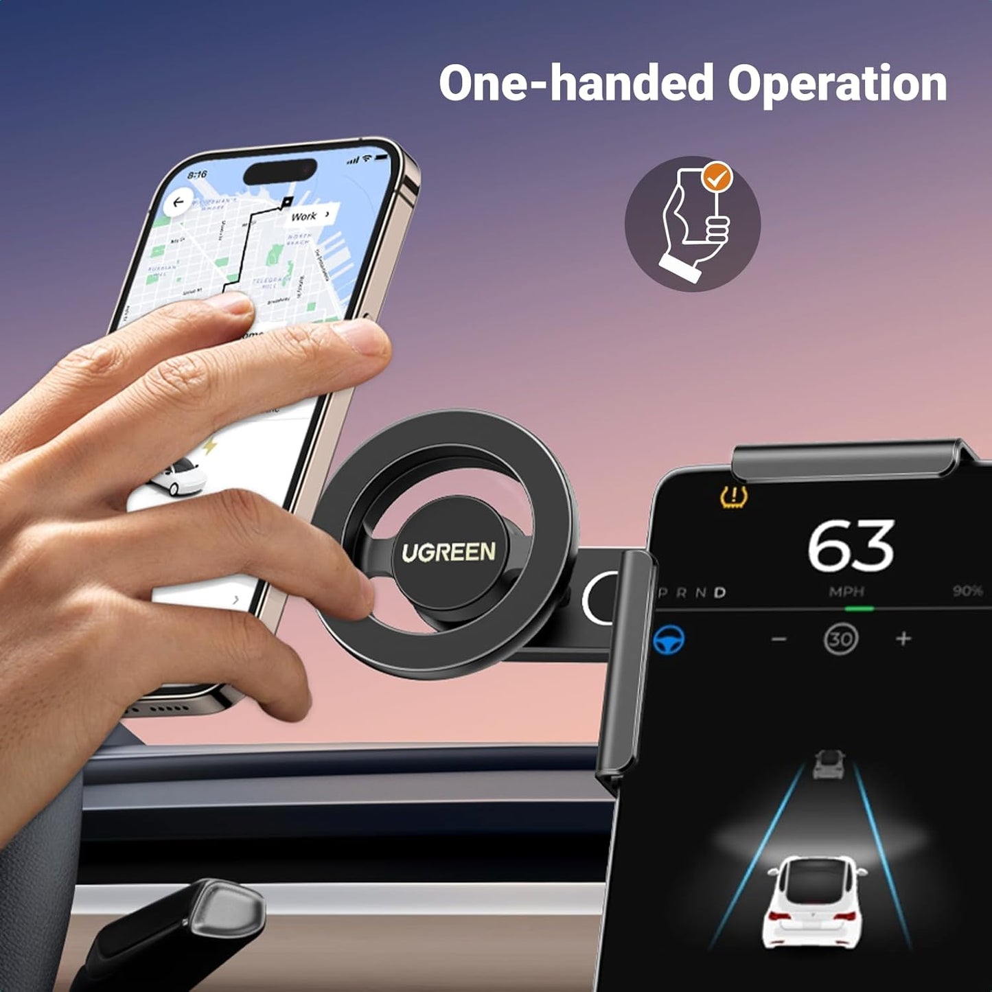 Phone Holder for Tesla Magsafe Strongest Magnet Power Magnetic Phone Mount Holder for Tesla Model 3 Y, Iphone Phone Mount Compatible with 2024 Iphone 16 15 14 13 plus Pro Max Series