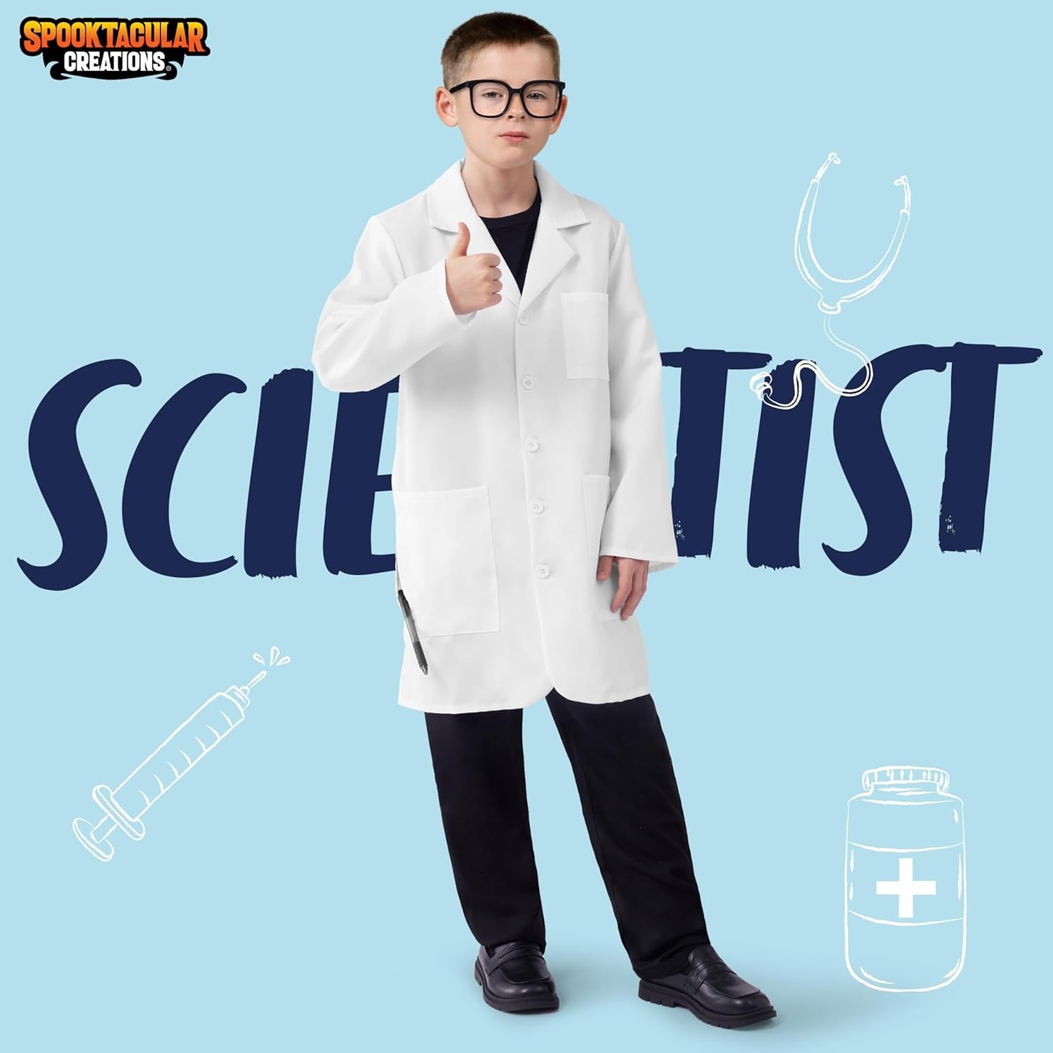 Kids Halloween Costume, Doctor Lab Coat Boys, Toddlers Medical Costume for Halloween Costumes Role Play Themed Parties (Small(5-7 Yrs))