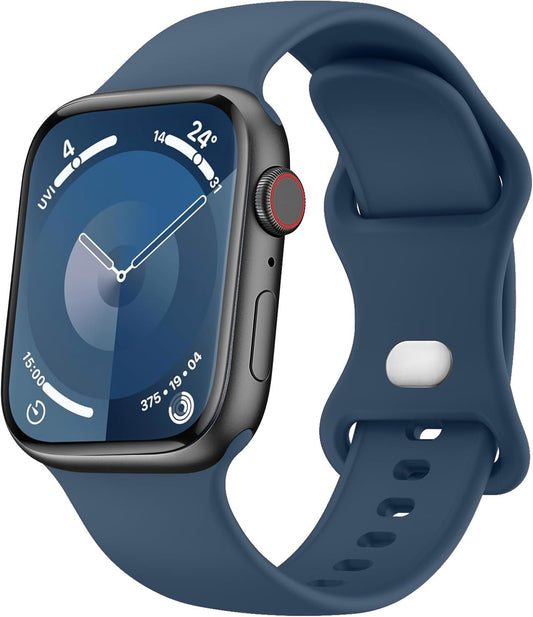 Bands Compatible with Apple Watch Band 38Mm 40Mm 41Mm 42Mm 44Mm 45Mm 49Mm, Soft Liquid Silicone Waterproof Replacement Sport Strap Wristbands for Iwatch Series Ultra2 Ultra SE2 9 8 7 6 5 4 3 2 1 SE Women Men