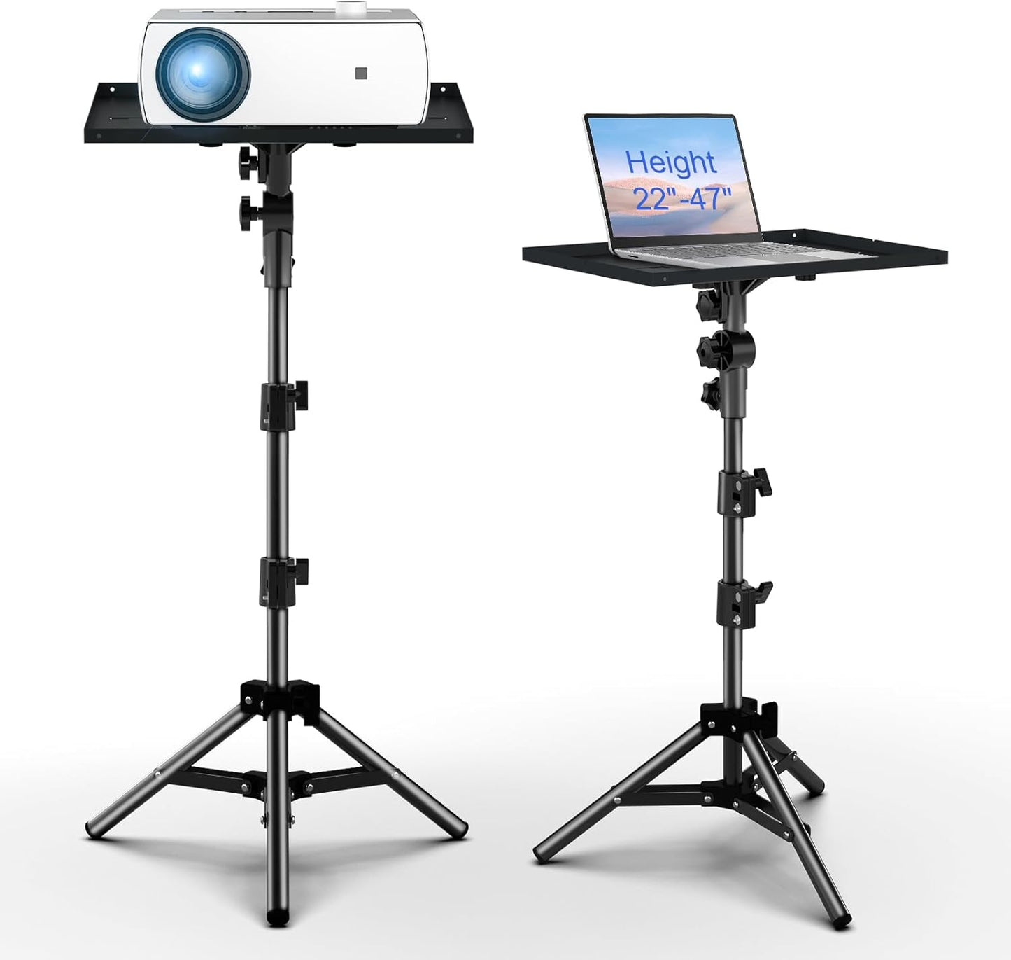 Projector Screen and Stand, 100 Inch, Projector Stand Tripod Portable Laptop Tripod Stand Adjustable Height 22 to 47Inch