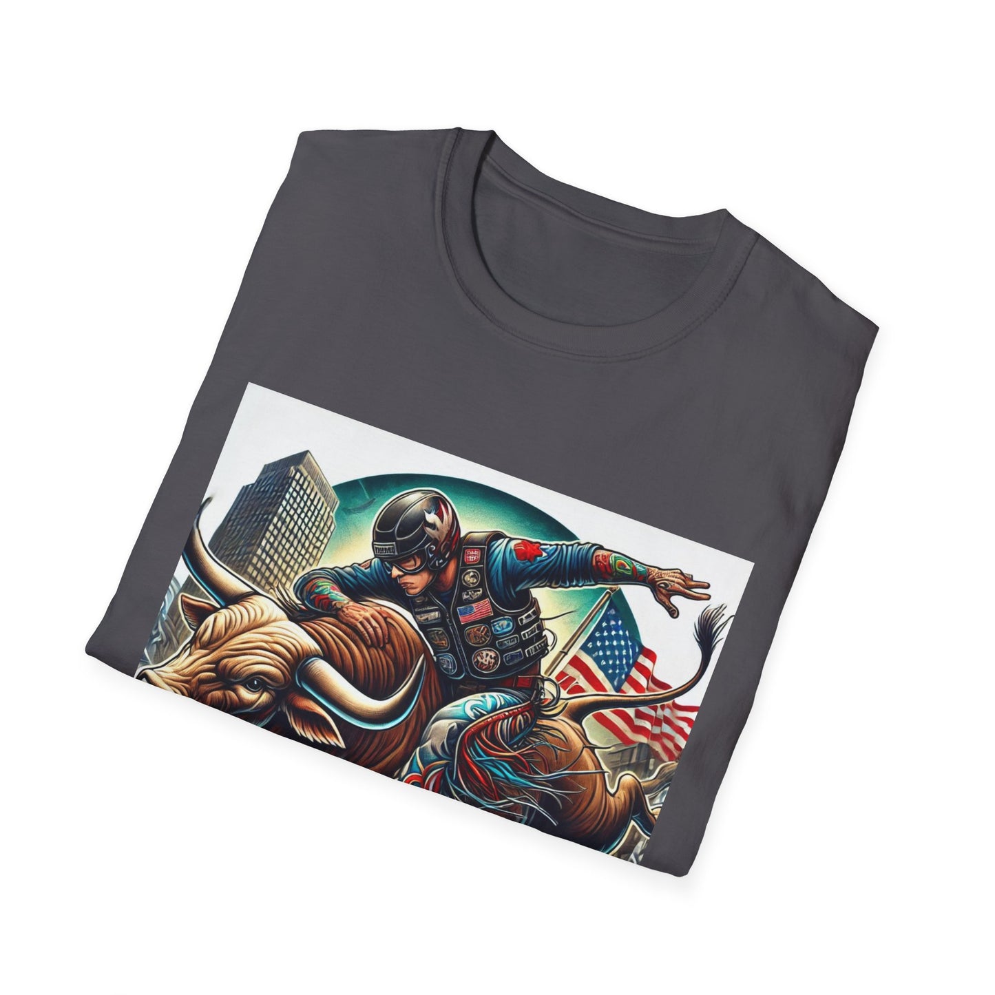 Professional Bull Riders 3D tattoo image featuring Albany City in New York State Unisex Softstyle T-Shirt