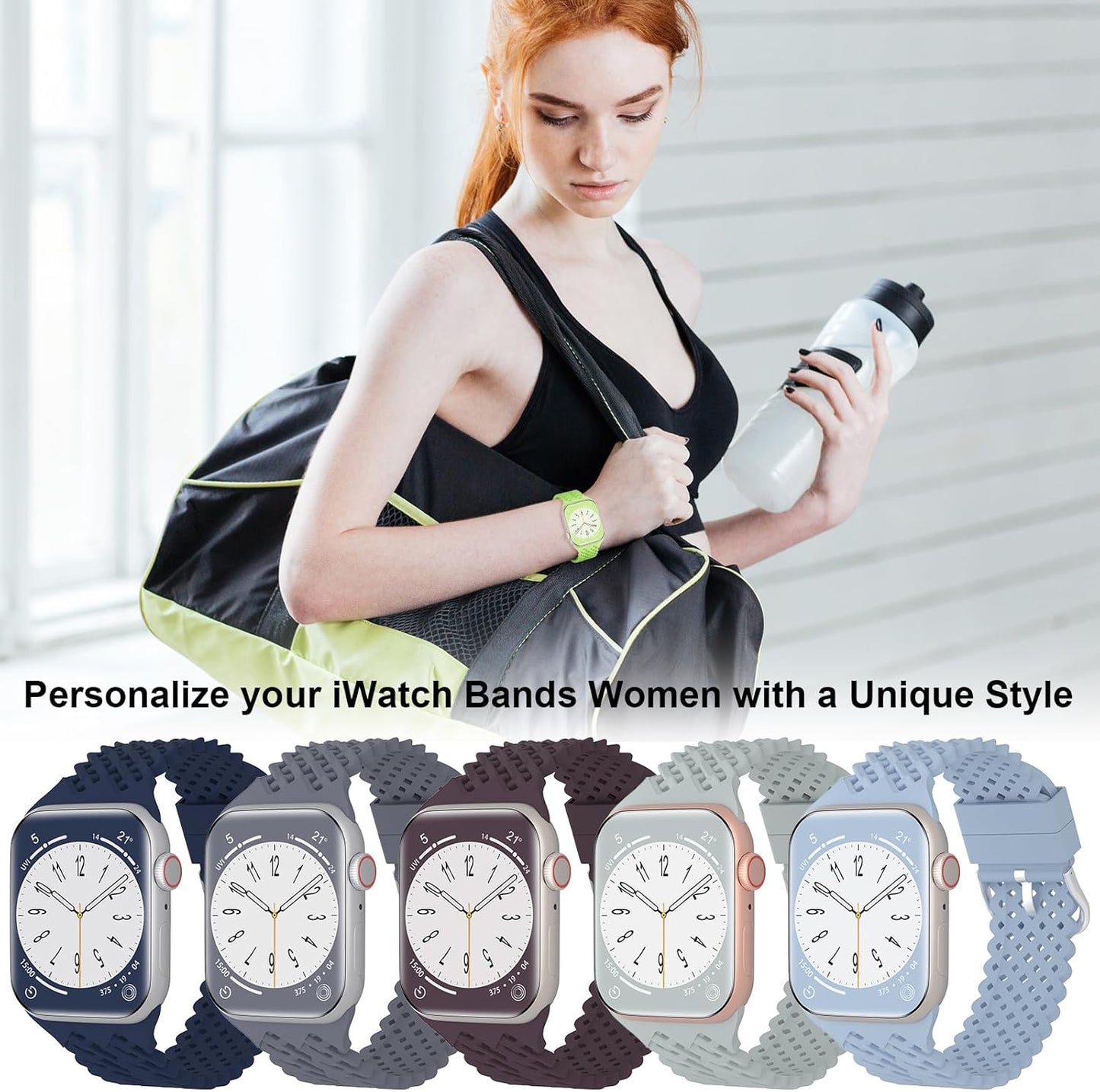 Sport Bands Compatible with Apple Watch Band 38Mm 40Mm 41Mm 42Mm 44Mm 45Mm 49Mm Women, Soft Silicone Strap with Classic Clasp Replacement Wristband for Iwatch Series Ultra 8 7 SE 6 5 4 3 2 1