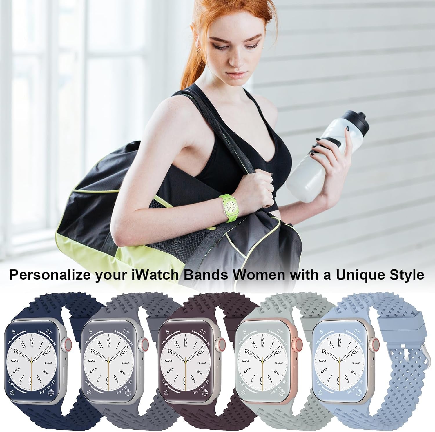 Sport Bands Compatible with Apple Watch Band 38Mm 40Mm 41Mm 42Mm 44Mm 45Mm 49Mm Women, Soft Silicone Strap with Classic Clasp Replacement Wristband for Iwatch Series Ultra 8 7 SE 6 5 4 3 2 1