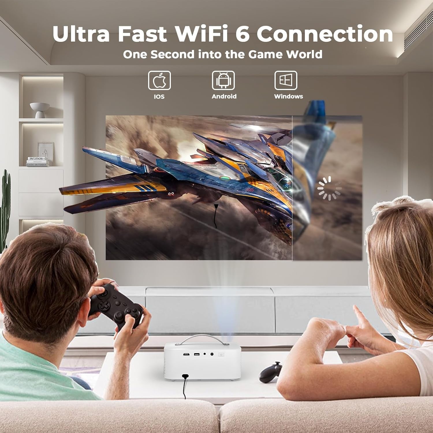[AI Movin System Netflix-Licensed&Dolby] Smart-Projector-4K with Wifi 6 and Bluetooth,1000 ANSI Native 1080P,  Electric Focus Keystone Portable Proyector with Netflix/Youtube/Prime Video
