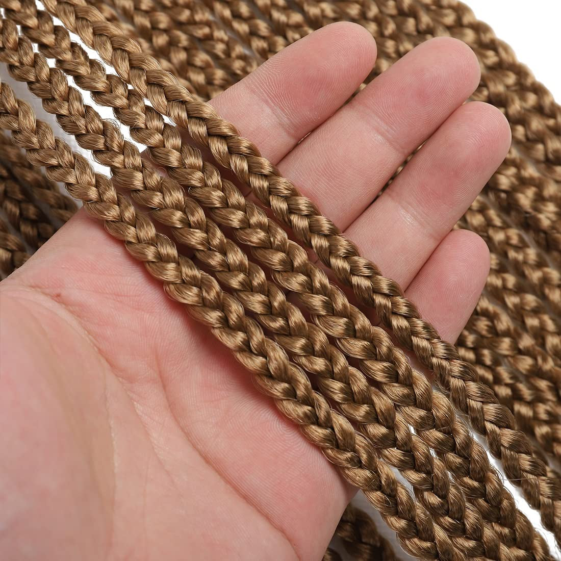 Crochet Box Braids Hair Pre Looped Goddess Box Braids Crochet Braiding Hair 7 Packs Crochet Box Braids 3X Box Braids Crochet Hair (18 Inch, #27)