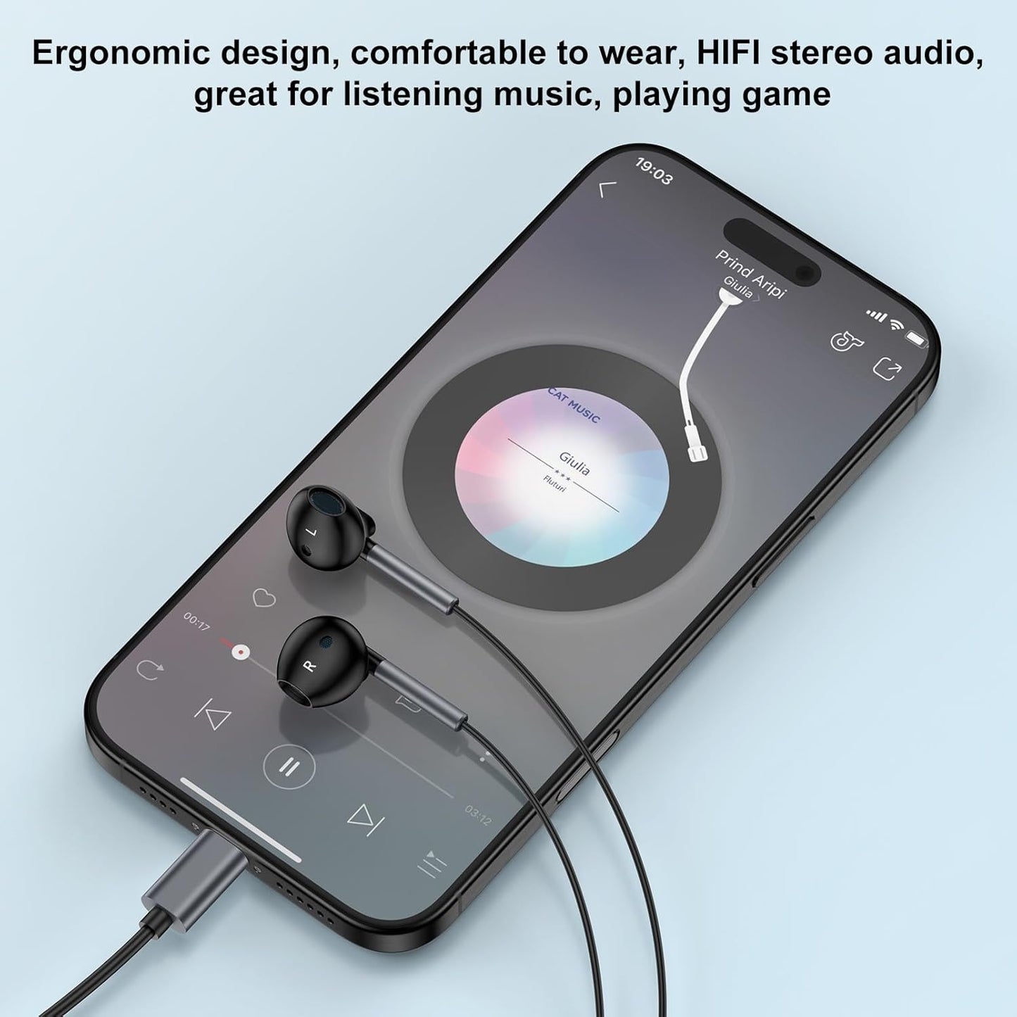 USB C Headphones Earphones for Samsung Galaxy S25+ S25 plus Ultra S24 S23 S22 S21 S20 Series, Wired Earbuds - Comfort Semi in Ear, with Microphone, Hifi Stereo