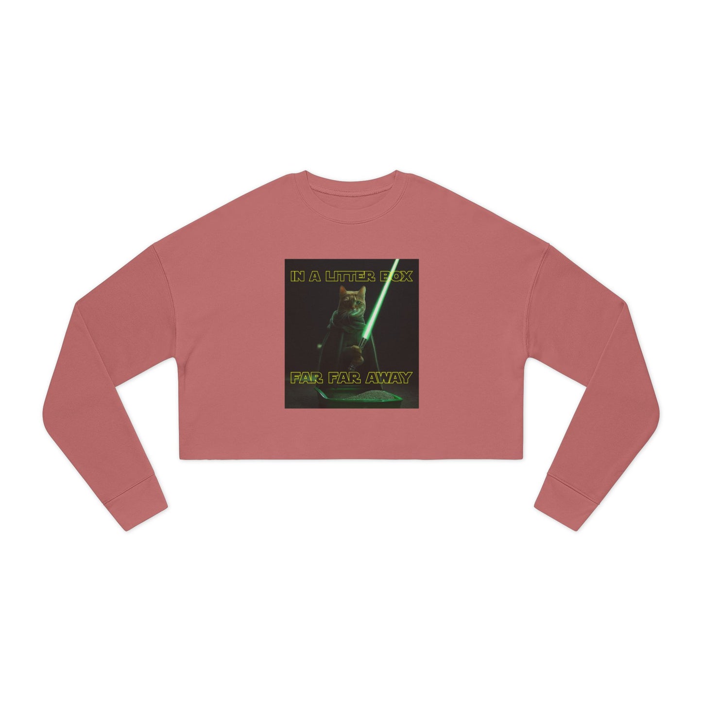 STAR WARS CAT IN A LITTER BOX FAR FAR AWAY Women's Cropped Sweatshirt
