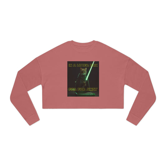 STAR WARS CAT IN A LITTER BOX FAR FAR AWAY Women's Cropped Sweatshirt
