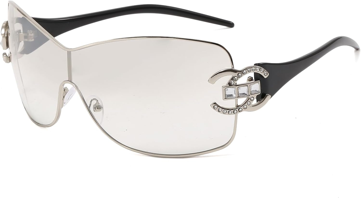 Wrap around Y2K Sunglasses for Women Men Fashion Large Frame One-Piece Shades Trendy Shield Design Gradient Lens